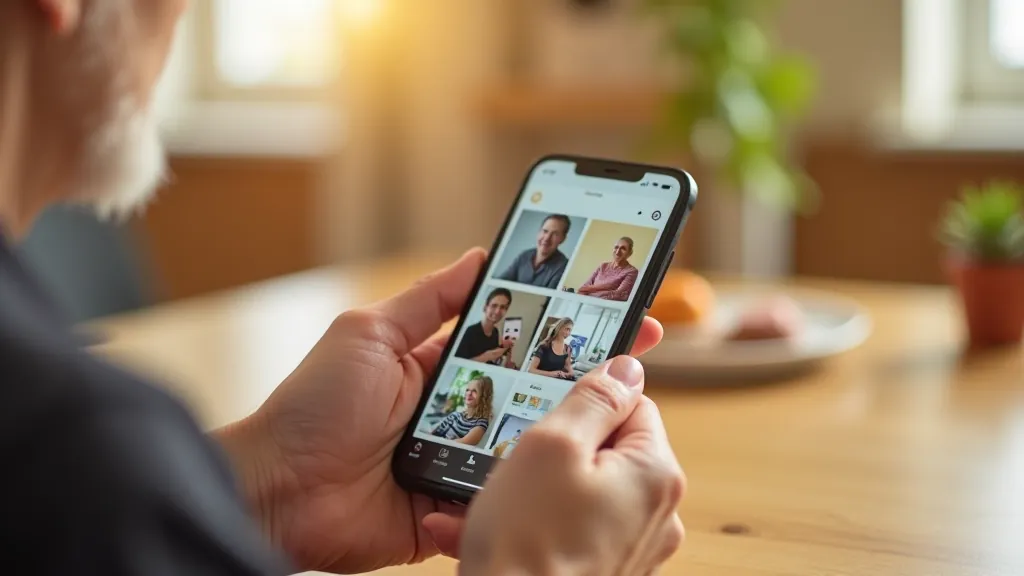 Ruka drží smartphone se zobrazenou fotografií v galerii, připraveno pro sdílení