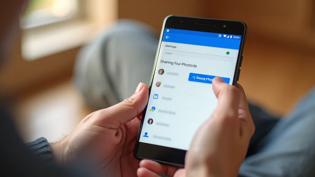Telefon s otevřenou aplikací Google Fotky a viditelným dialogem sdílení s možnostmi posílání odkazu a pozvání kontaktů